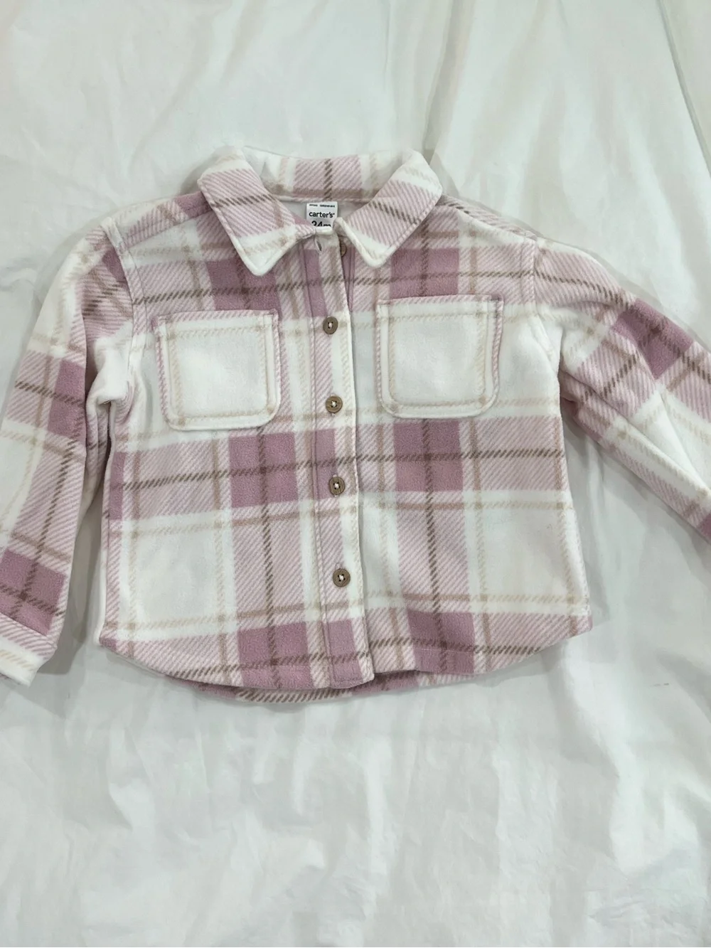 Carter's Pink Plaid Shacket with Mauve Leggings - Picture 2 of 5